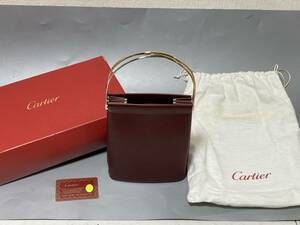 d0858◆カルティエCartier ハンドバッグ トリニティ ボルドー×スリーカラーゴールド L1000516 