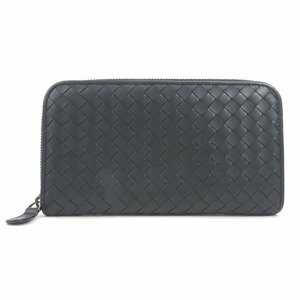 ボッテガヴェネタ BOTTEGAVENETA ラウンドファスナー長財布 イントレチャート レザー ブラック r9377f