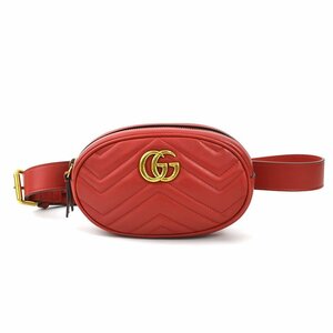 グッチ GUCCI ウエストバッグ ベルトバッグ GGマーモント レザー レッド e57822g