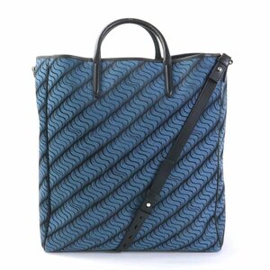 SMYTHSON スマイソン ハンドバッグ ショルダーバッグ キャンバス/レザー ネイビー×ブラック 55328g