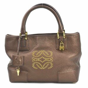 ロエベ LOEWE ハンドバッグ アナグラム レザー ブロンズ e57852f