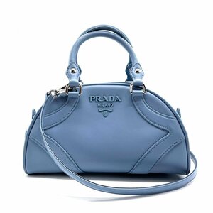 プラダ PRADA ハンドバッグ 斜め掛けショルダーバッグ レザー ライトブルー z0216