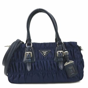 プラダ PRADA ハンドバッグ 斜め掛けショルダーバッグ ナイロン/レザー ネイビー 55593g