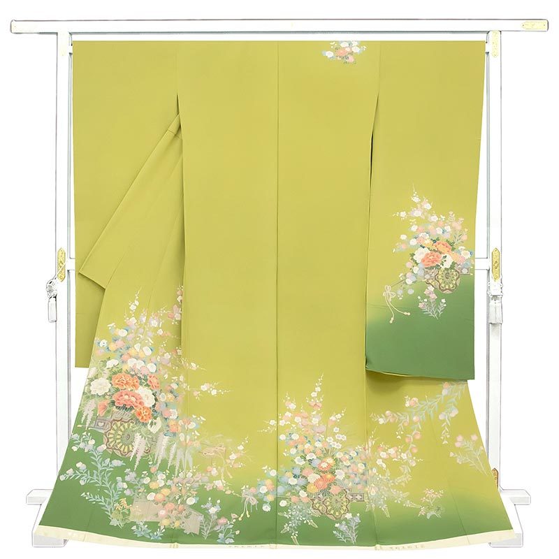 *Rénovation de magasin et braderie d'inventaire! [Couture gratuite] Artisanat traditionnel Kyoto Yuzen peint à la main Teinture Kaga Gosai avec flou Sélection spéciale de furisode et de kimono de visite (c0113), mode, Kimono femme, kimono, Kimono à manches longues