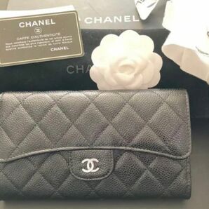 新品&希少★CHANEL・シャネル★財布&三折&コンパクト★クラッチバッグ★キャビア★マトラッセ：ブラック・黒×シルバー