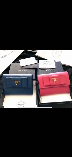 新品★PRADA プラダ★リボン 折財布★リボン:ピンク★ミニ財布★ミニウォレット