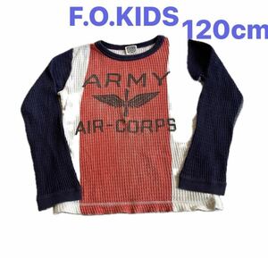 F.O.KIDS 長袖カットソー　ワッフルTシャツ　ARMYプリント　120cm