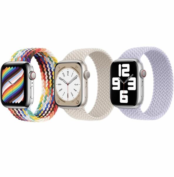 ナイロン製ストラップ For Apple Watch ストラップ 41mm 40mm 38mm 編み込み アップルウォッチバンド 3本