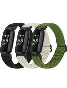 Fitbit Inspire 3/Inspire 2/Inspire/Inspire HR/Ace 2/Ace 3 バンドと互換性あり、伸縮性のある調節可能な交換用リストバンド3本