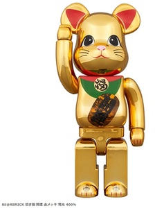 BE@RBRICK 招き猫 開運 金メッキ 発光 400％ ×２体