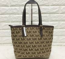 no19441 MICHAEL KORS マイケルコース キャンバス PVC 肩掛けショルダー トート バッグ ☆_画像2