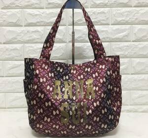 no19366 ANNA SUI アナスイ ナイロン 肩掛けショルダー トート バッグ ☆