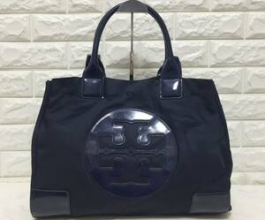 no19375 Tory Burch トリーバーチ ナイロン エナメル 肩掛けショルダー トート バッグ ☆