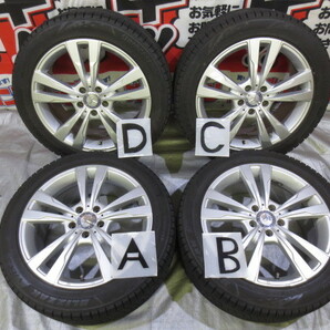 ベンツ E220L 純正 18×8J +43 112×5H シルバー + BRIDGESTONE VRX3 245/45R18 2021年 8.2ｍｍ 中古 4本 スタッドレス ベンツの画像1