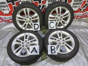 送料無料 ベンツ用アルミ 17×8J +48 112×5H + Continental ContiVikingContact 6 245/45R17 7分山 中古 4本 スタッドレス