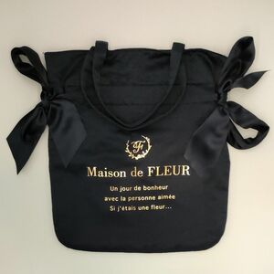 Maison de FLEUR ダブルリボントートバッグ ネイビー