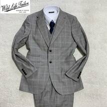 溢れる高級感 T.NOBUKUNI for WILD LIFE TAILOR スーツ セットアップ 3ピース スリーピース グレンチェック柄 M グレー ベスト ジレ _画像2