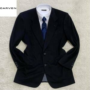 繊維の王様カシミヤ 100% テーラードジャケット MONSIEUR CARVEN PARIS ムッシュ カルヴェン パリ96AB5 M 位 黒 ブラック 2B 裏地ロゴ総柄