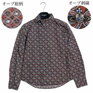 Vivienne Westwood MAN ヴィヴィアンウエストウッドマン 変形シャツ 44 S オーブ刺繍 オーブロゴ総柄 レア 希少 オジークラークシャツ 長袖