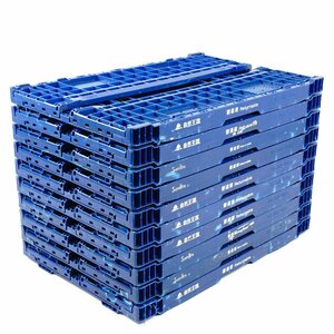 三甲 サンコー オリコン 折り畳みコンテナ ブルー/青 EP39A 10点セット ◆600×400×200 [H520]