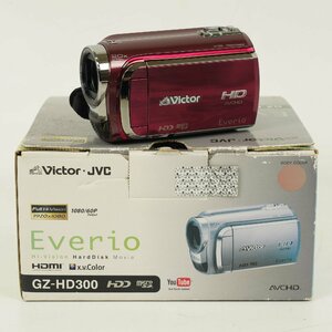 ジャンク扱い Victor ビクター ビデオカメラ GZ-HD300 ルージュレッド バッテリー不良 [H517]