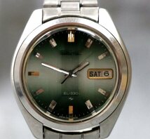  1円～ 【メンズ腕時計】セイコー SEIKO 電磁テンプ EL-330 3303-8080E デイデイト 緑文字盤_画像2