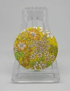 0 compact mirror 0 floral print yellow color 0 hand made cotton 100% cloth hand-mirror 