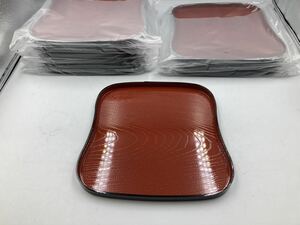 高級料理屋使用　完全未使用　瓢盆　八寸盆　10枚　木目　日本料理　懐石料理　漆器　前菜　八寸　