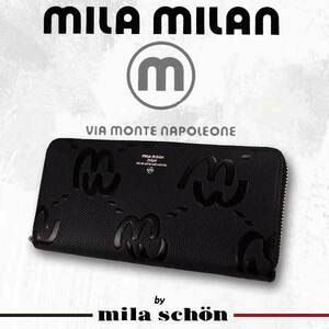 [MILA MILAN]　ミラミラン　ラウンドファスナー長財布/ミオ/ブラック　　255615