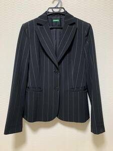 BENETON jacket [ black color * white stripe ] lady's size 42