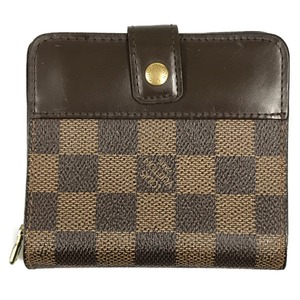 ## LOUIS VUITTON ルイヴィトン 2つ折り財布 コンパクトジップ ダミエキャンバス エベヌ N61668 傷や汚れあり