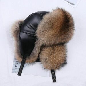 CB016:キツネの毛皮の帽子 アライグマの毛皮の帽子 トラッパーロシアのスキーキャップ