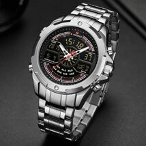 H008:腕時計メンズトップブランド 高級ステンレス鋼クォーツメンズ腕時計ブルー防水スポーツ_画像1