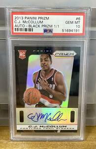 【1из1】 2013 PANINI PRIZM C.J. MCCOLLUM AUTO BLACK PRIZM ROOKIE RC PSA 10 1/1