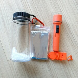 * unused goods * disaster prevention goods ( flask, aluminium seat. pipe, flashlight )