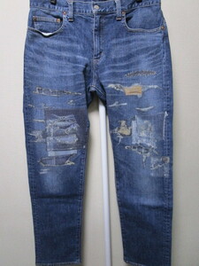 定価27500円！児島ジーンズ　ダウト・デニムパンツ・W36（KOJIMA GENES DOUBT DENIM PANTリメイク風プリントジーパンワークパンツ）