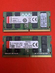 Kingston KVR26S19D8/16 16GB PC4-21300 ノートパソコン用DDR4メモリ 16GB 2枚セット計32GB　管33