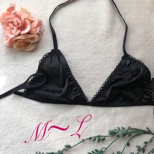 新品　誘惑　セクシー　サテン　ブラック　綺麗　　sexy 三角ブラ　ブラジャー　綺麗　スケスケ　ランジェリー