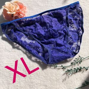 新品 メンズ XLサイズ 花柄　シースルー パープル　薔薇　豪華 スケスケ　レース ショーツ　パンツ　下着　ビキニ ブリーフ