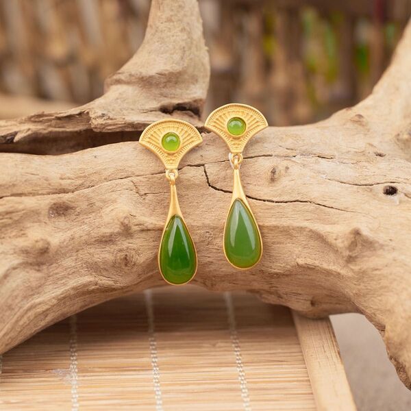 和田玉 ピアス シルバー925 アクセサリー しずく 翡翠