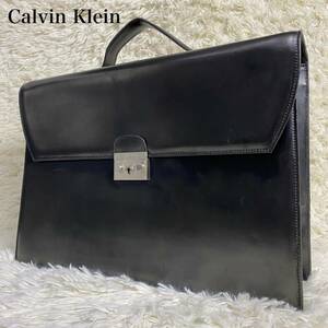 カルバンクラインコレクション　ビジネスバッグ　ブリーフケース　鍵付き　オールレザー　ロゴ　本革　calvin klein collection メンズ