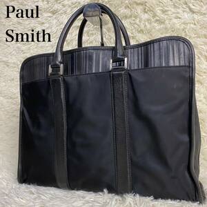  Paul Smith business bag nylon × leather black embossment Logo type pushed .paul smith briefcase black men's commuting bag 