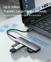 USB Cハブ、uni 4-in-1 USB Cアダプター 3つのUSB 3.0ポート付き 100W USB-C PD充電ポート USB Type C USB 3.0 ハブアダプター V61_画像5