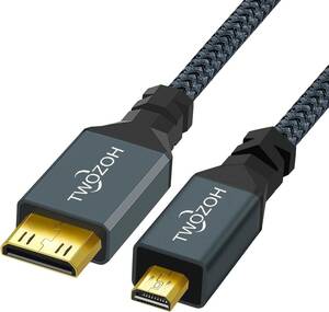 Twozoh Micro HDMI to Mini HDMI 変換 ケーブル 0.5M (タイプD-タイプC) 4K 60Hz、ミニHDMI toマイクロHDMI ケーブル U21