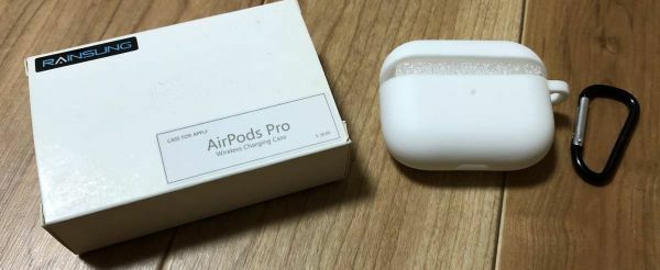 AirPods Pro ケース シリコン シリコンケース ノーダスト カラビナ付き ホワイト 白 カバー 保護 シンプル Z182