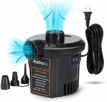 AstroAI 空気入れ プール AC電源 給電 電動エアーポンプ 電動 ポンプ式 空気抜き 両対応 3種類 ノズル付き X72_画像1