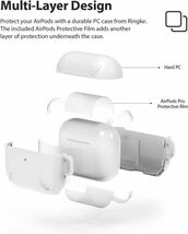 【Ringke】AirPods Pro ケース 2019 充電ケースカバー フロントLED表示 保護カバー カラビナ キーチェーン付き (White ホワイト) W27_画像6