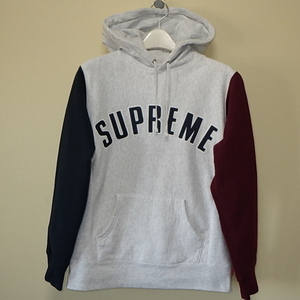 ☆ 16AW Supreme シュプリーム Color Blocked Arc Logo Hooded Sweatshirt カラー 切替 アーチロゴ スウェット パーカー (グレー灰S)GGM