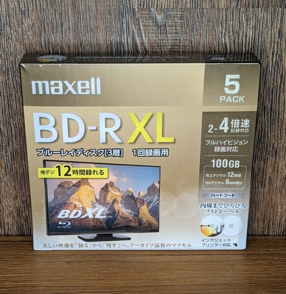 mXL5【新品】maxell BD-RXL100GB×5枚 BDXL対応機器専用 パッケージそのまま箱に入れて発送!!