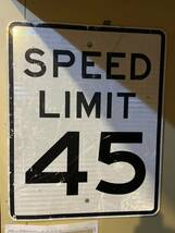 ビンテージロードサイン”SPEED LIMIT 45” 縦76横61センチアルミ製 ガレージに_画像1